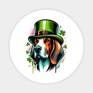 American English Coonhound in Saint Patrick's Day Spirit Magnet